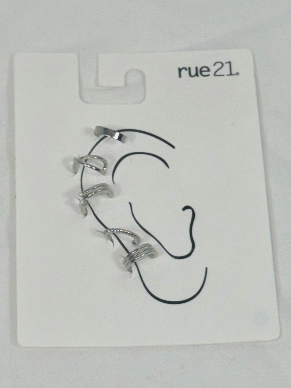 Rue21 Elegant Silver Ear Cuff 5 Piece Set NWT Faux Cartilage Helix Earring Pack